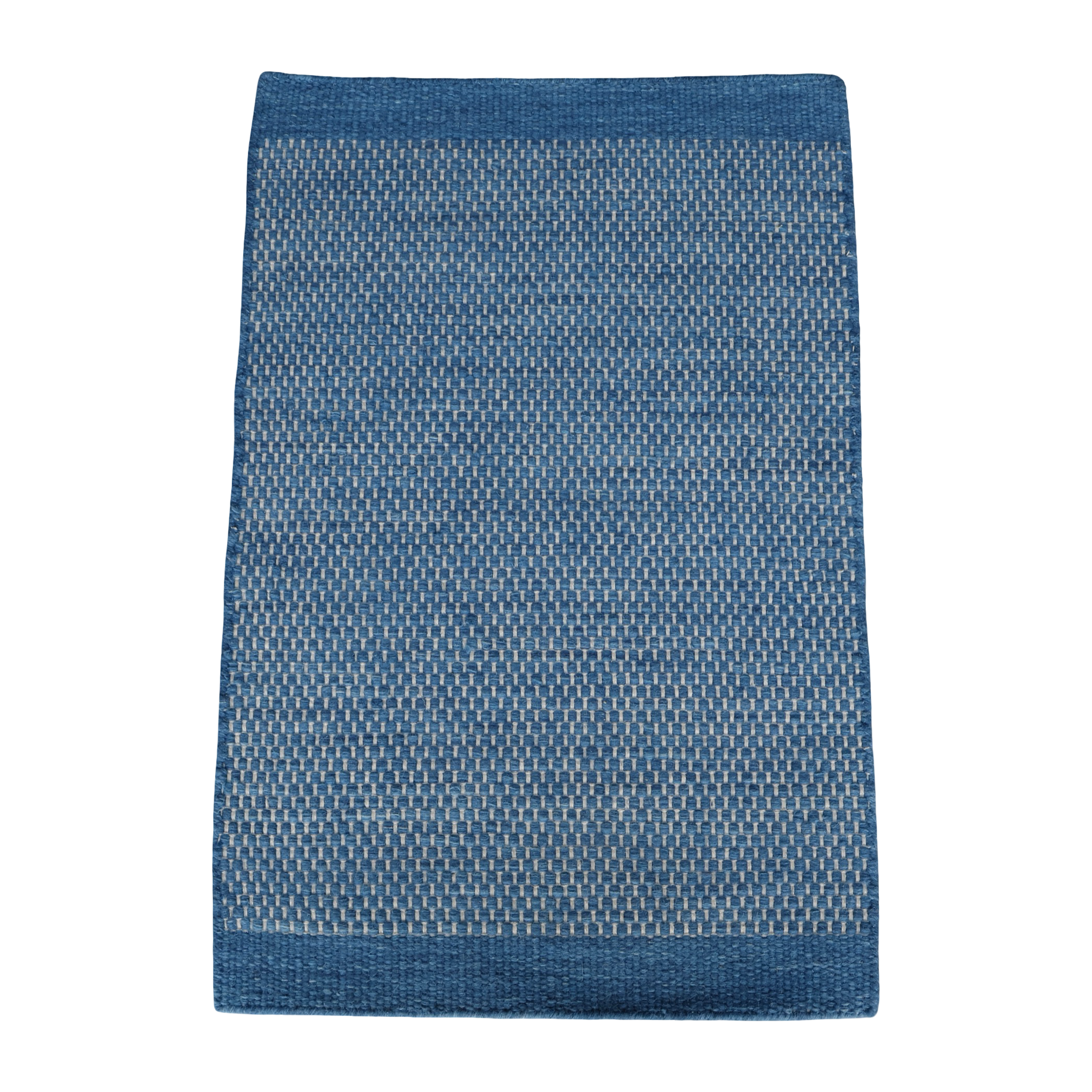 Royal Blue Honeycomb Pattern Flat Weave Rug