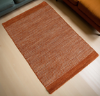 Orange Honeycomb Pattern Flat Weave Rug