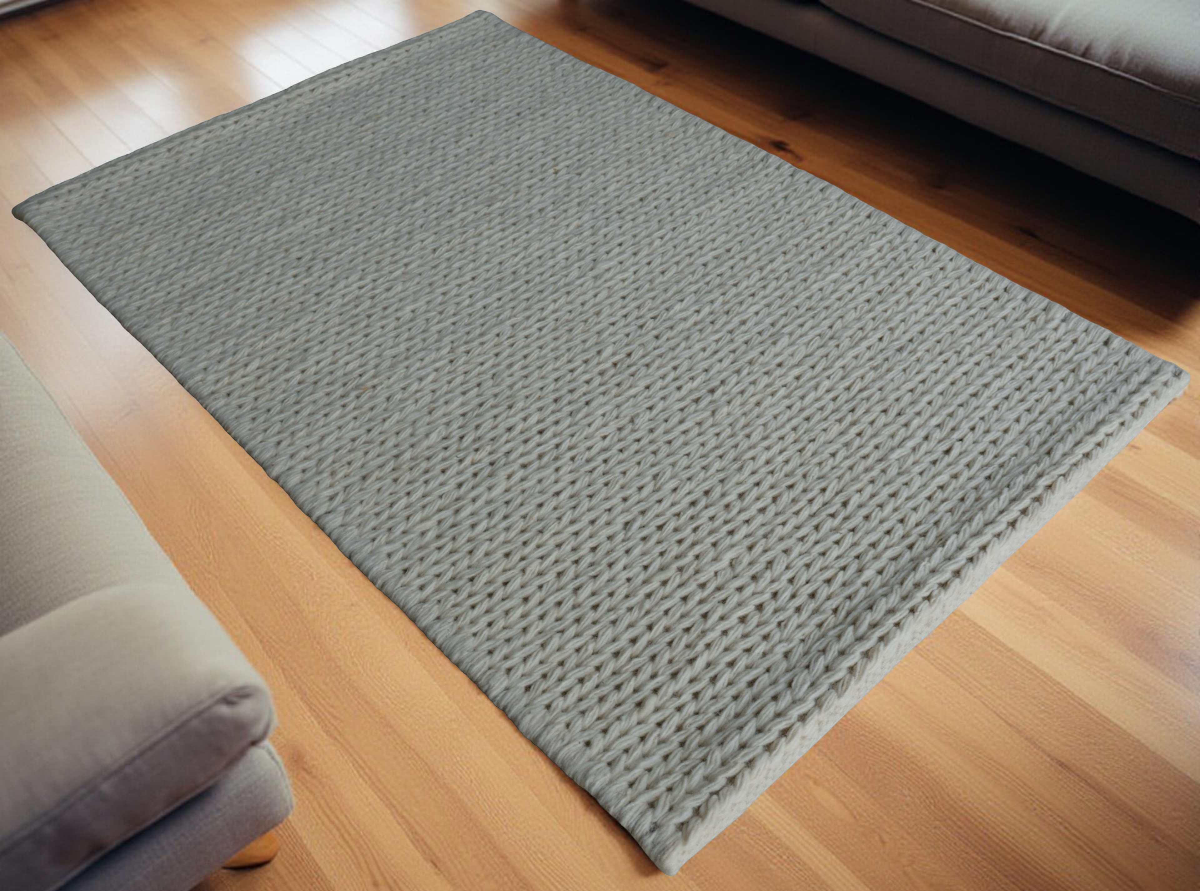 White With Chain Pattern Flat Weave Rug