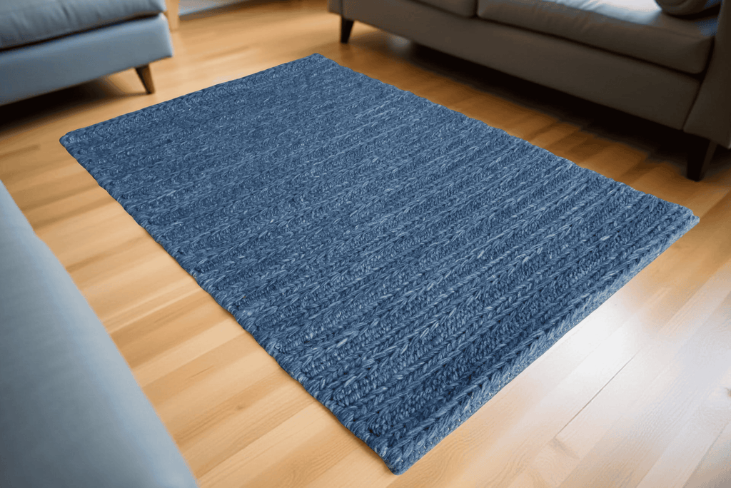 Blue Chain Pattern Flat Weave Rug
