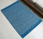 Royal Blue Honeycomb Pattern Flat Weave Rug