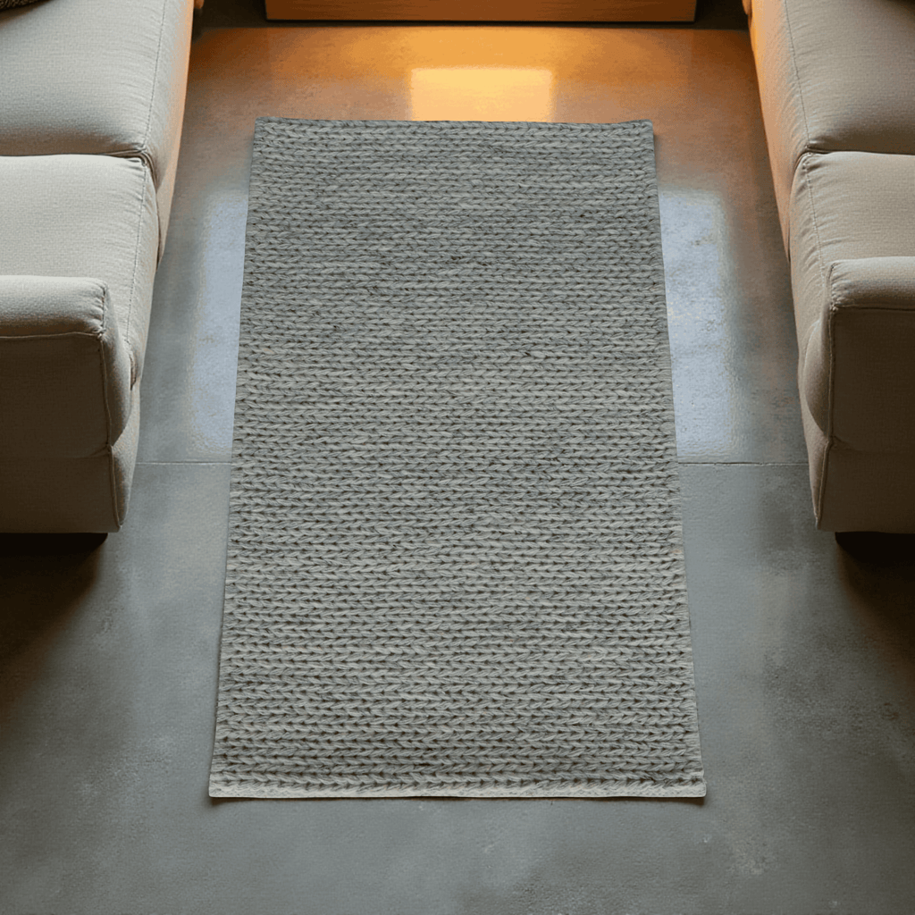 Silver With Chain Pattern Flat Weave Rug