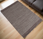 Brown Honeycomb Pattern Flat Weave Rug