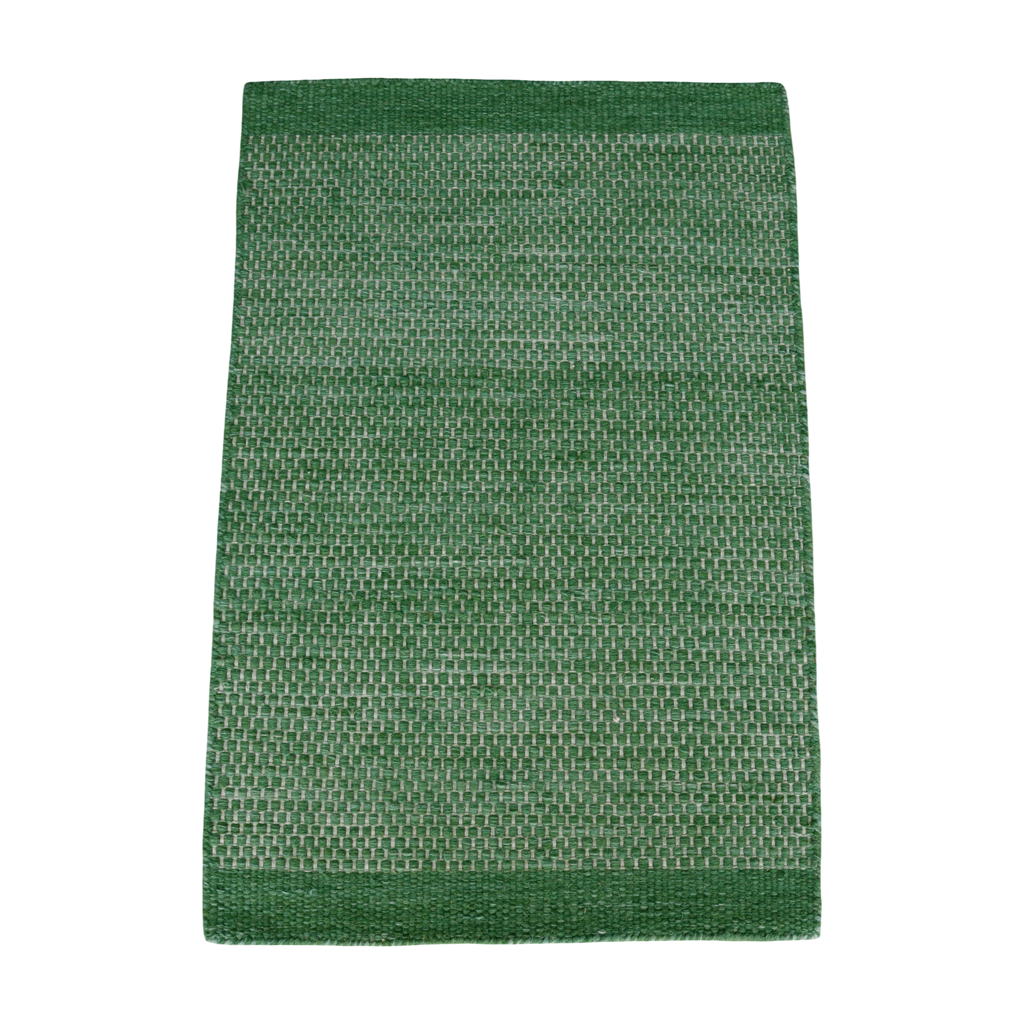 Dark Green Honeycomb Pattern Flat Weave Rug