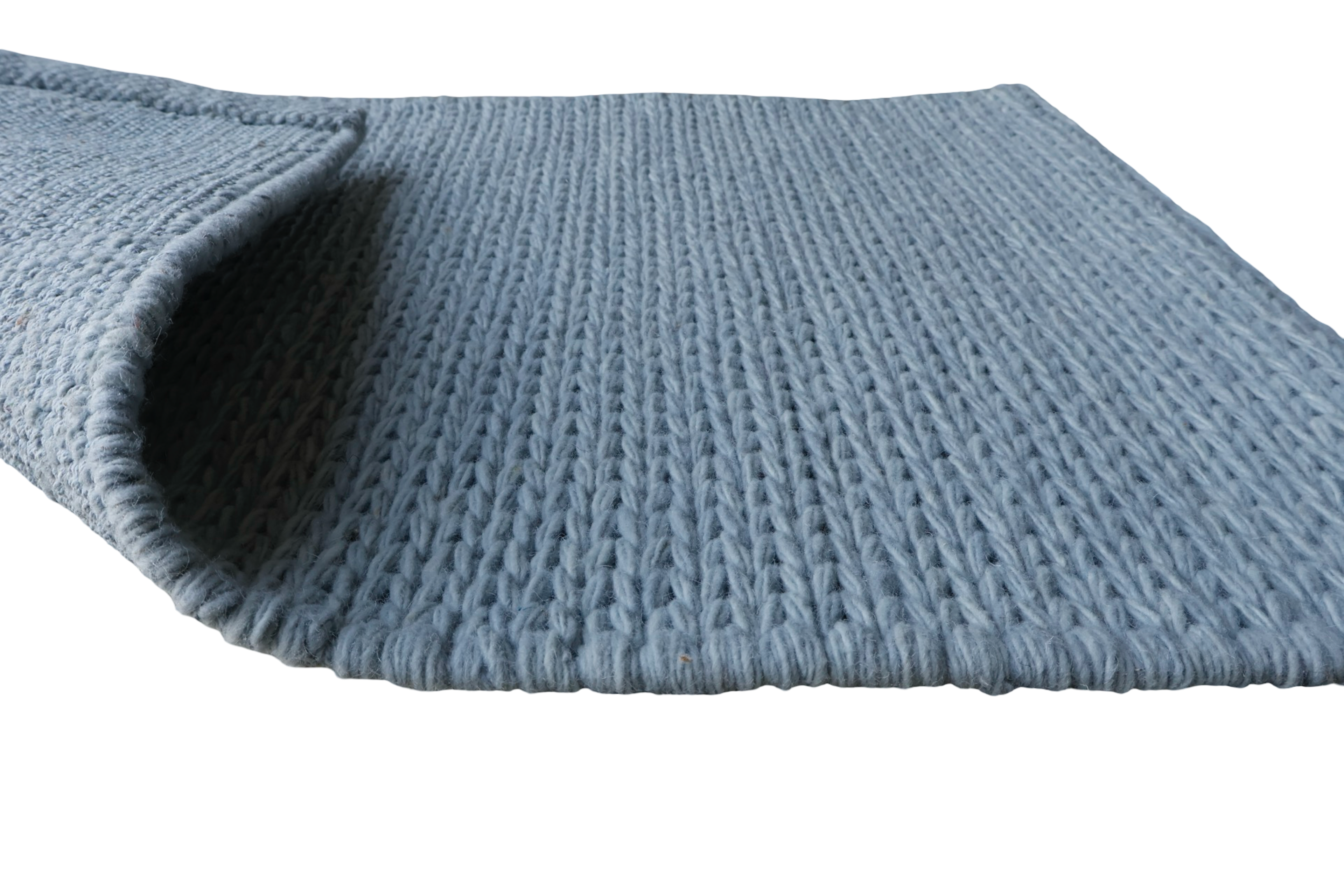 Baby Blue With Chain Pattern Flat Weave Rug