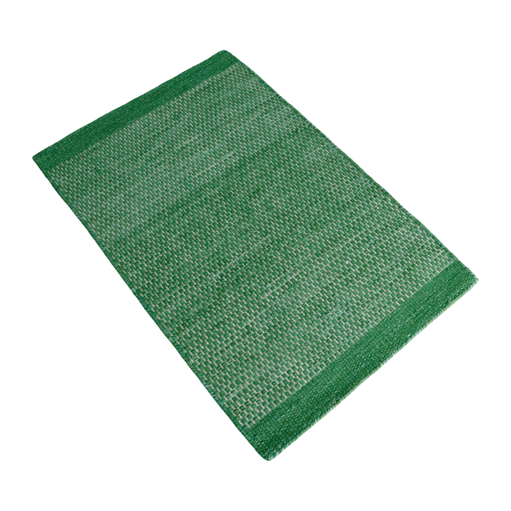 Dark Green Honeycomb Pattern Flat Weave Rug