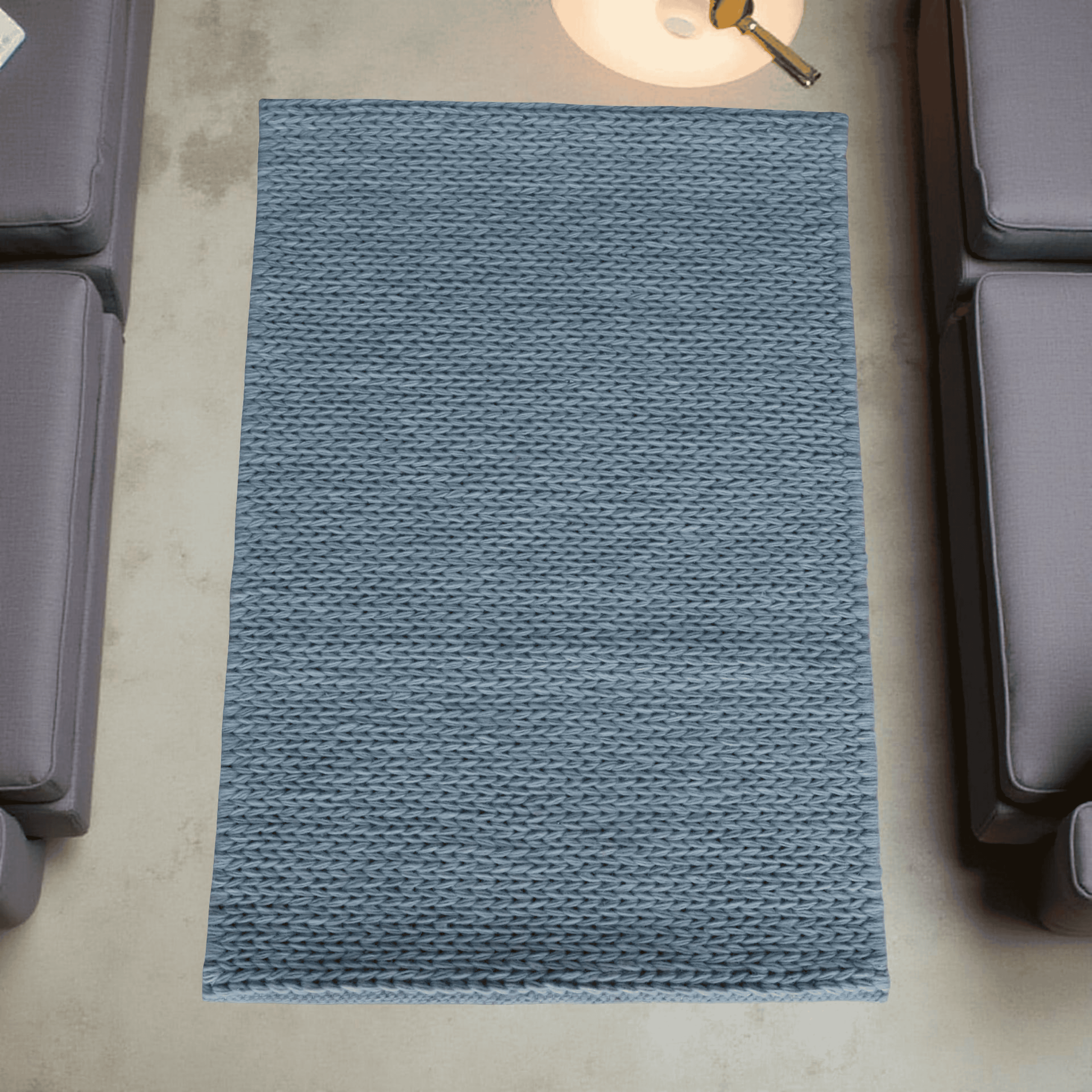 Baby Blue With Chain Pattern Flat Weave Rug