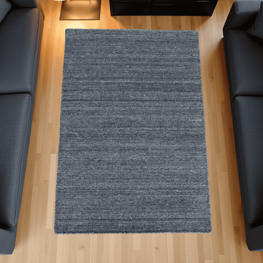 Grey Hand Woven Loom Durry Flat Weave Rug