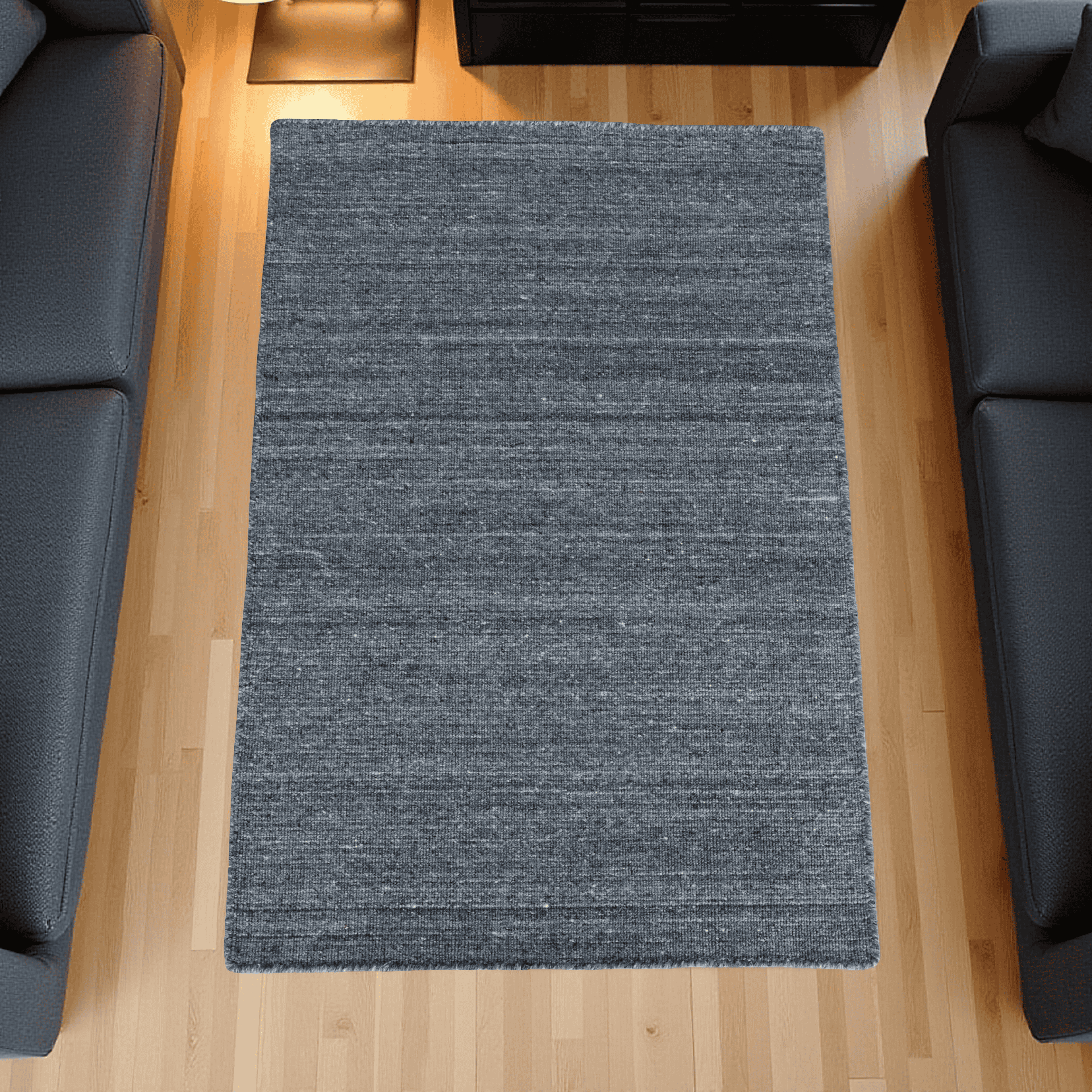 Grey Hand Woven Loom Durry Flat Weave Rug