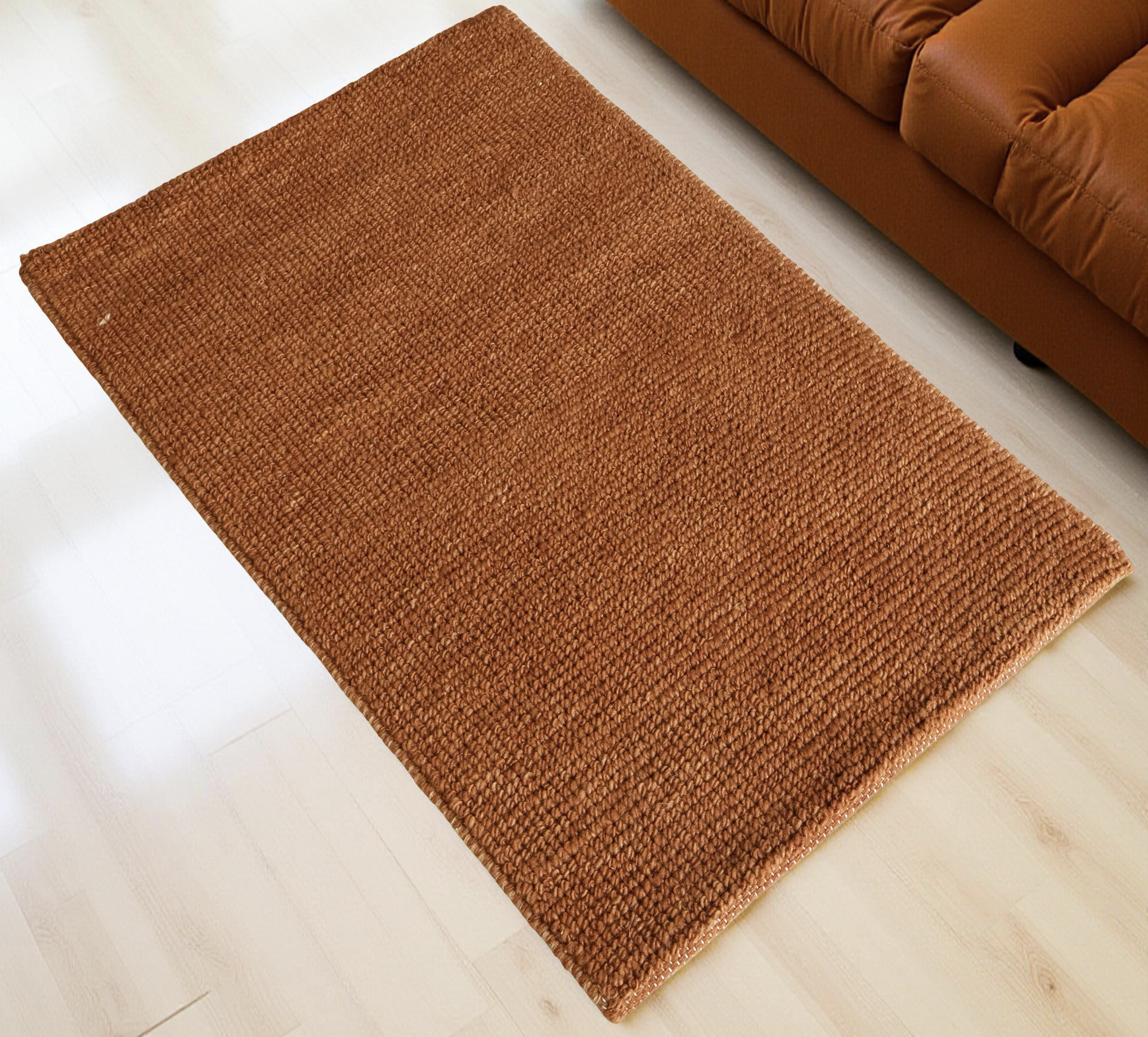 Orange Flat Weave Rug With Unique Texture On The Surface