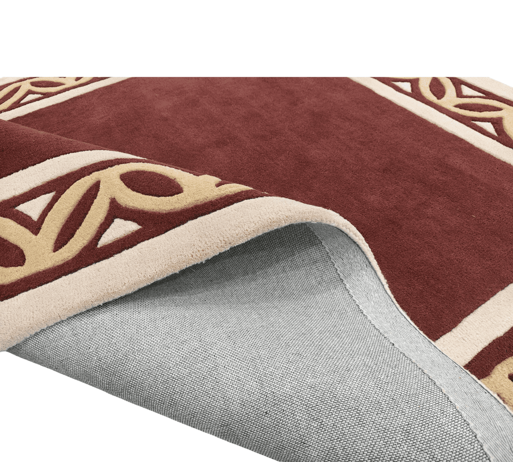 Red And Gold Greek Border Hand Tufted Rug