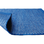 Navy Blue Honeycomb Pattern Flat Weave Rug