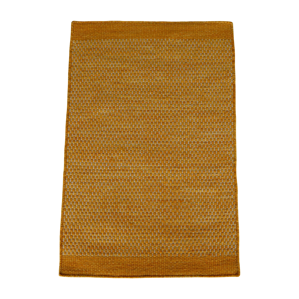 Yellow Honeycomb Pattern Flat Weave Rug