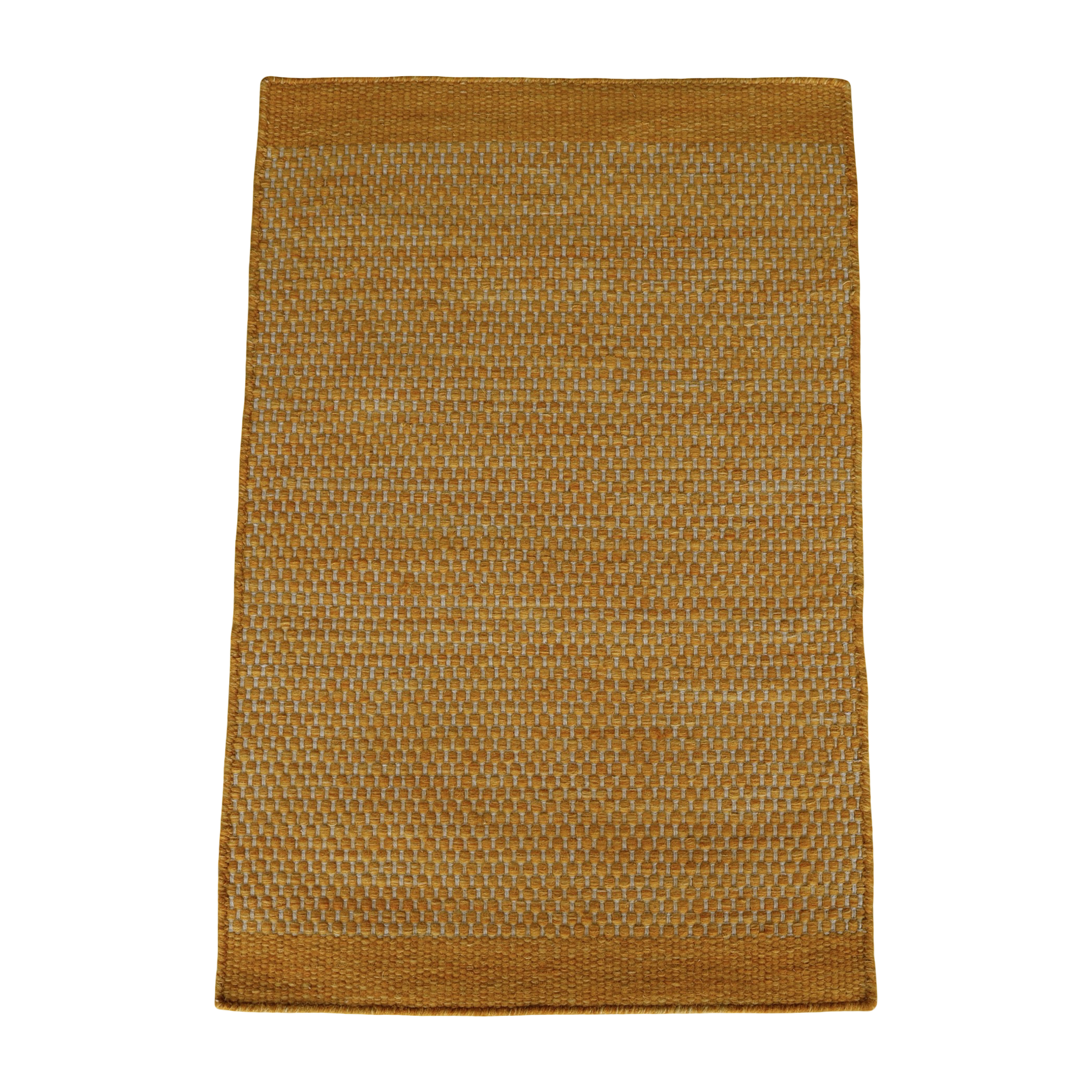 Yellow Honeycomb Pattern Flat Weave Rug