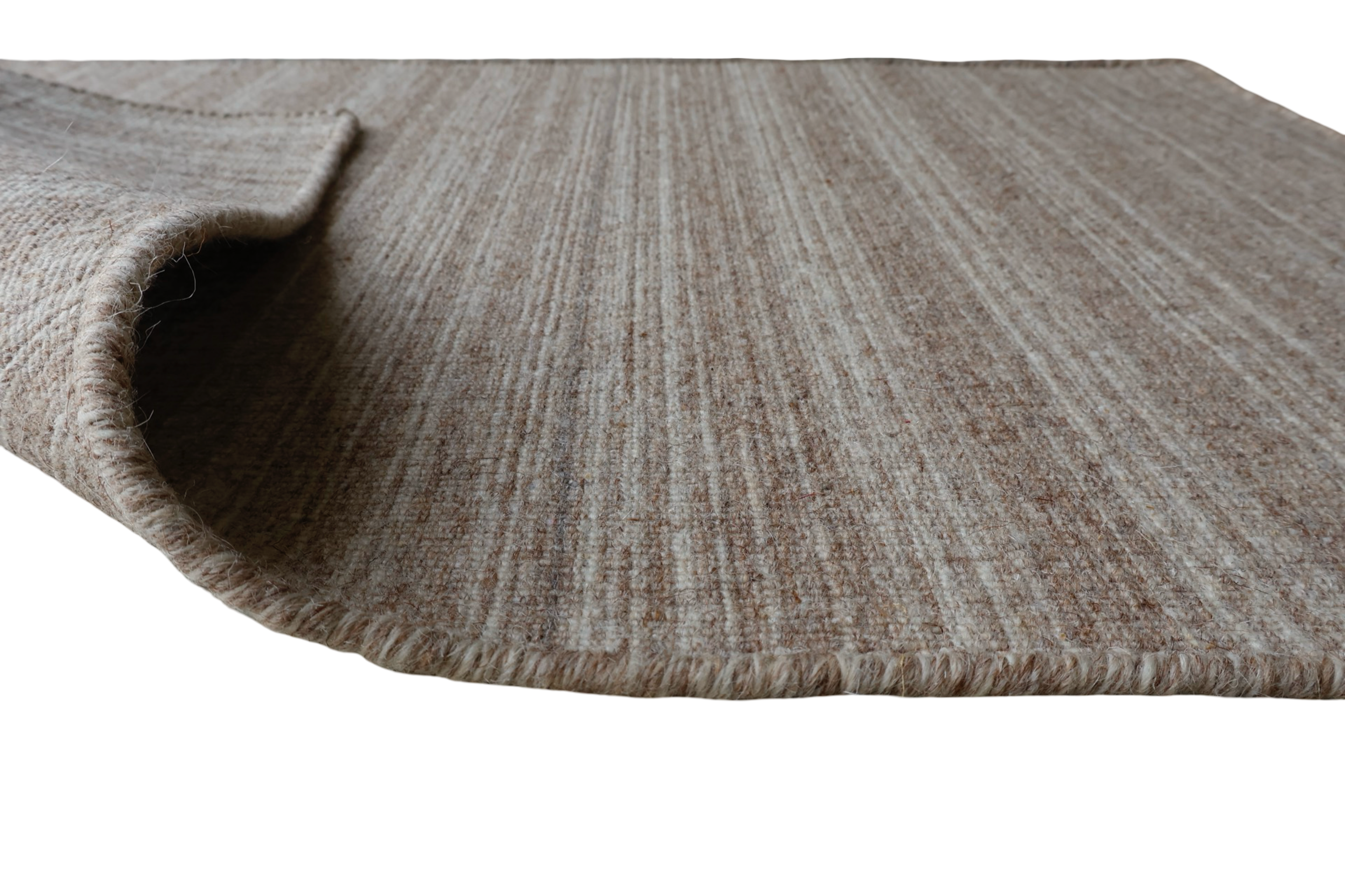 Light Brown Hand Woven Loom Durry Flat Weave Rug