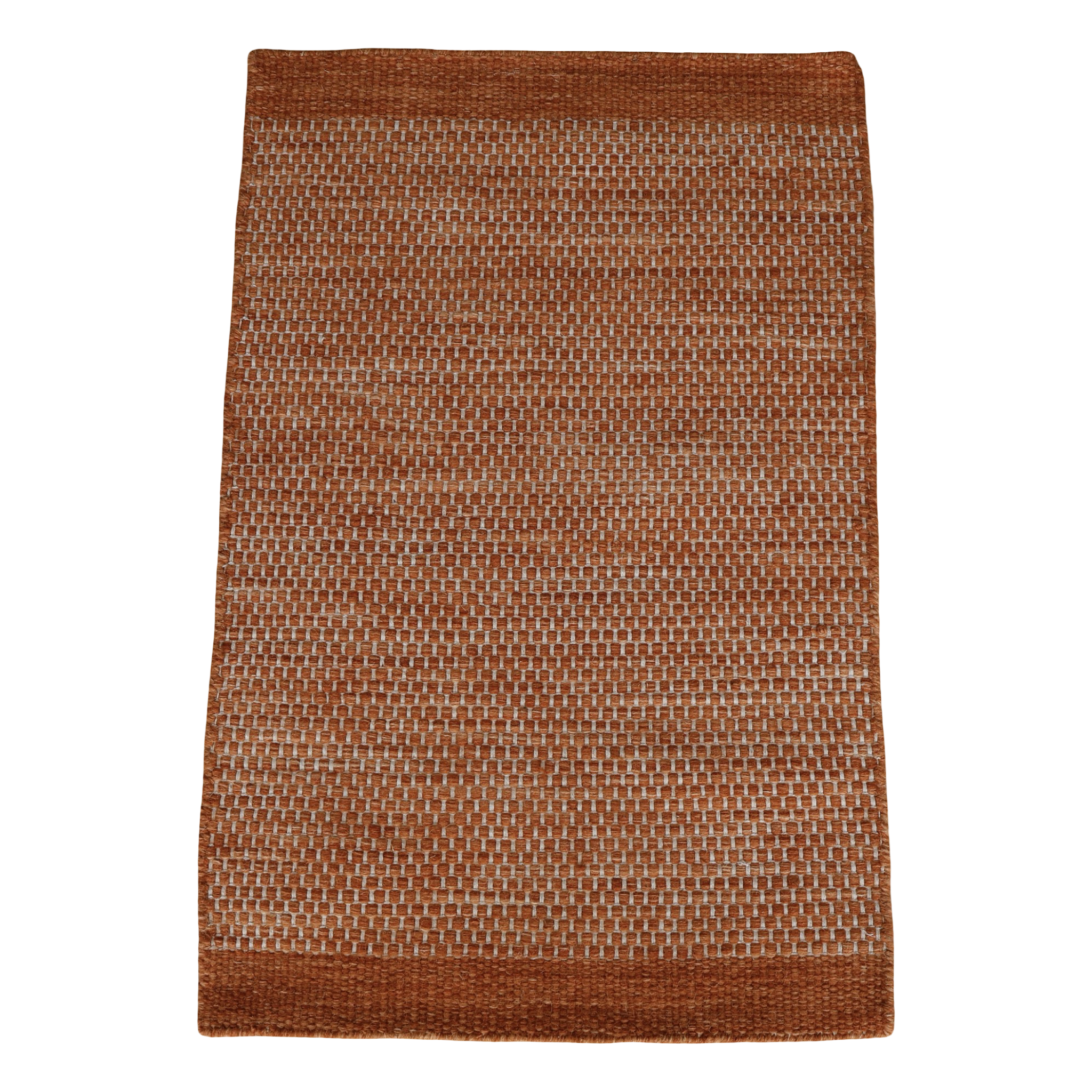 Orange Honeycomb Pattern Flat Weave Rug