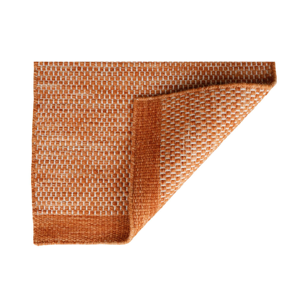 Orange Honeycomb Pattern Flat Weave Rug