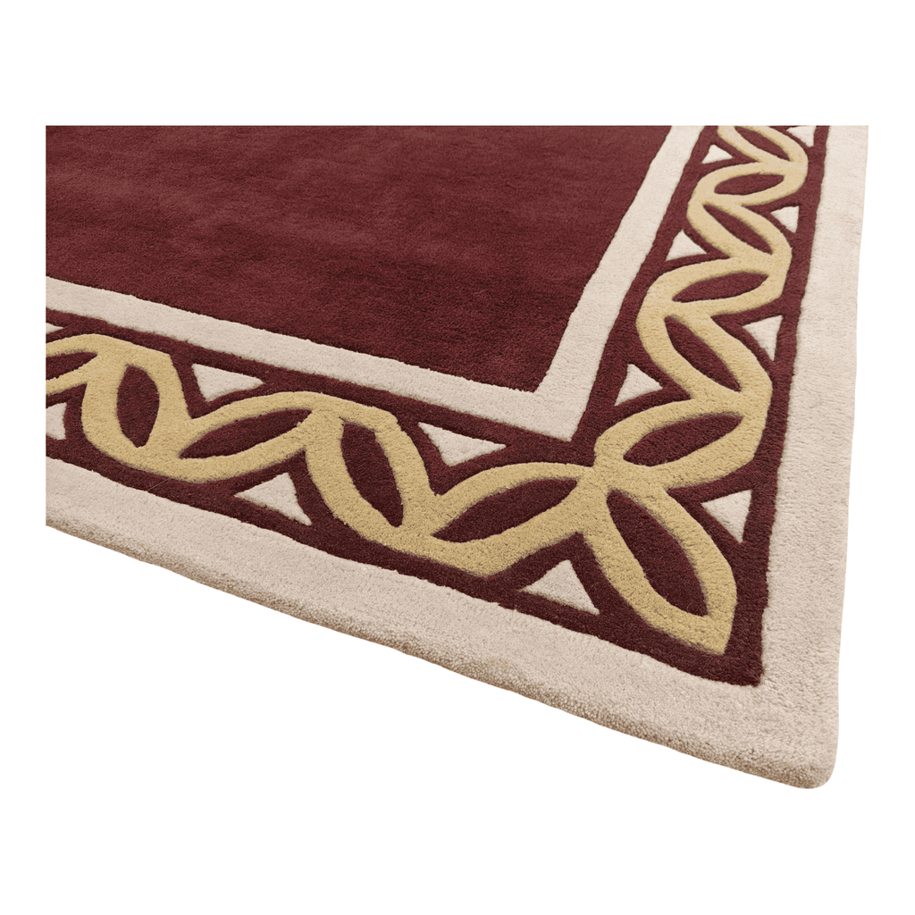 Red And Gold Greek Border Hand Tufted Rug