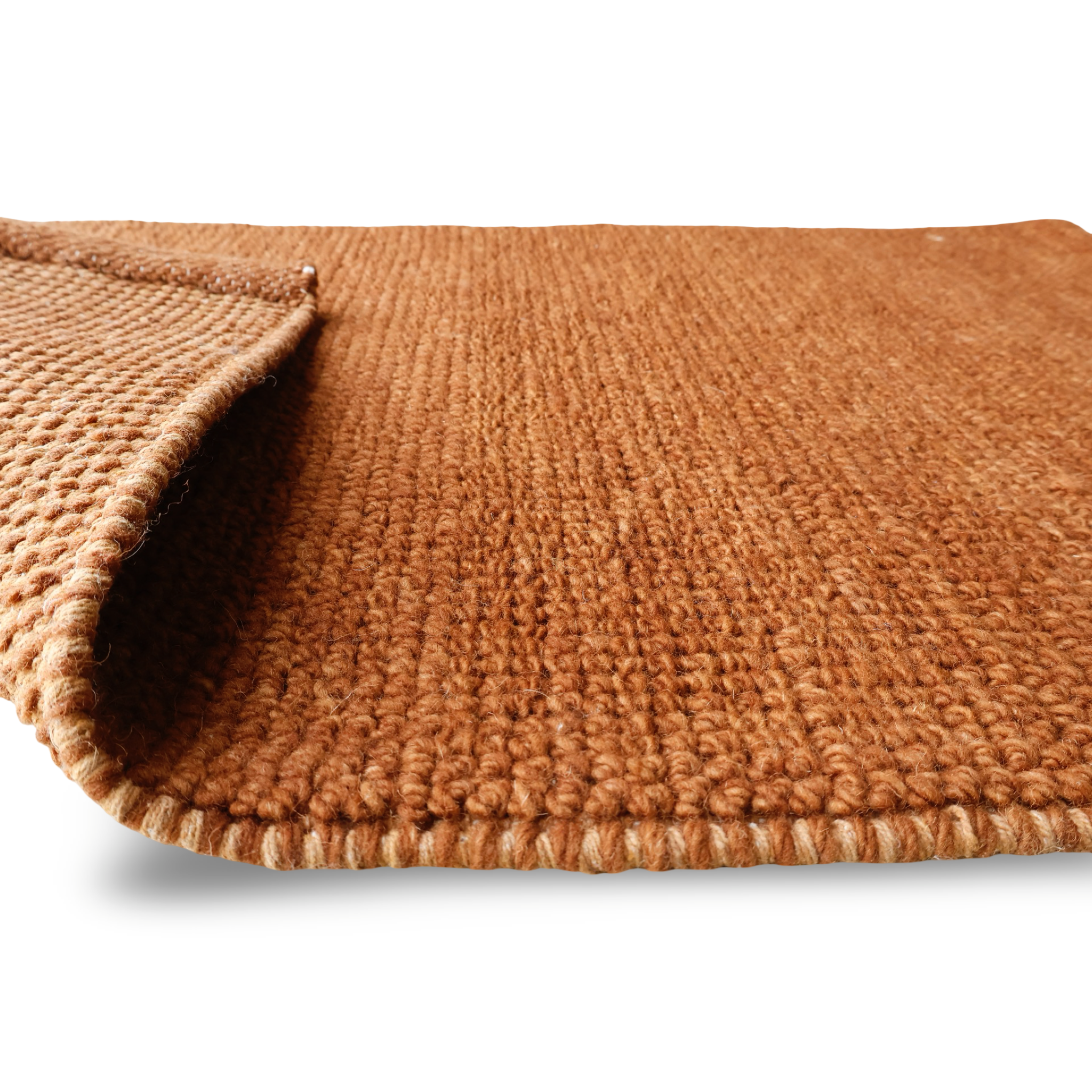 Orange Flat Weave Rug With Unique Texture On The Surface