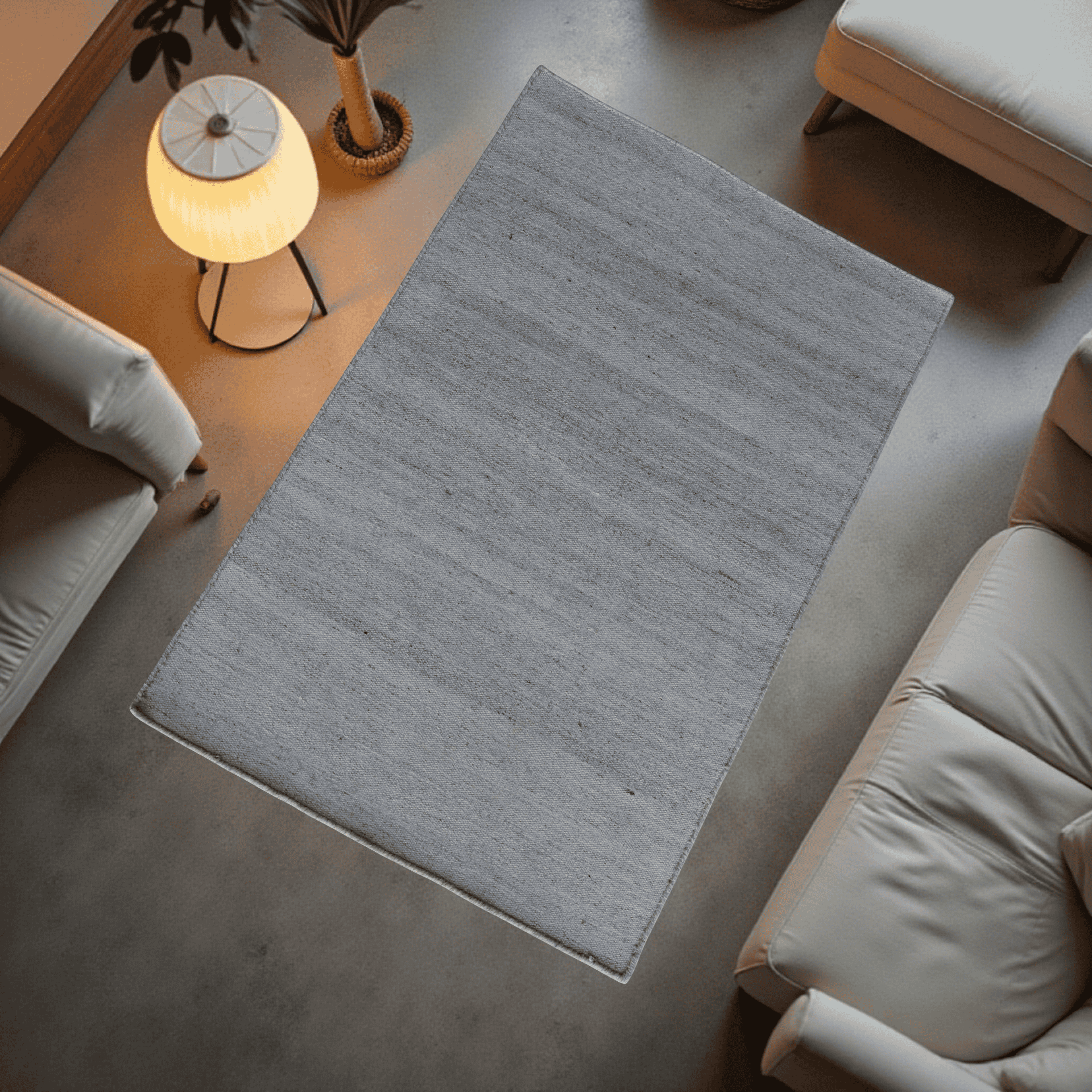 Natural Light Grey Brown Flat Weave Rug