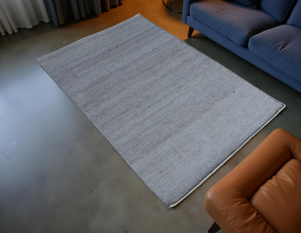 Natural Light Grey Brown Flat Weave Rug