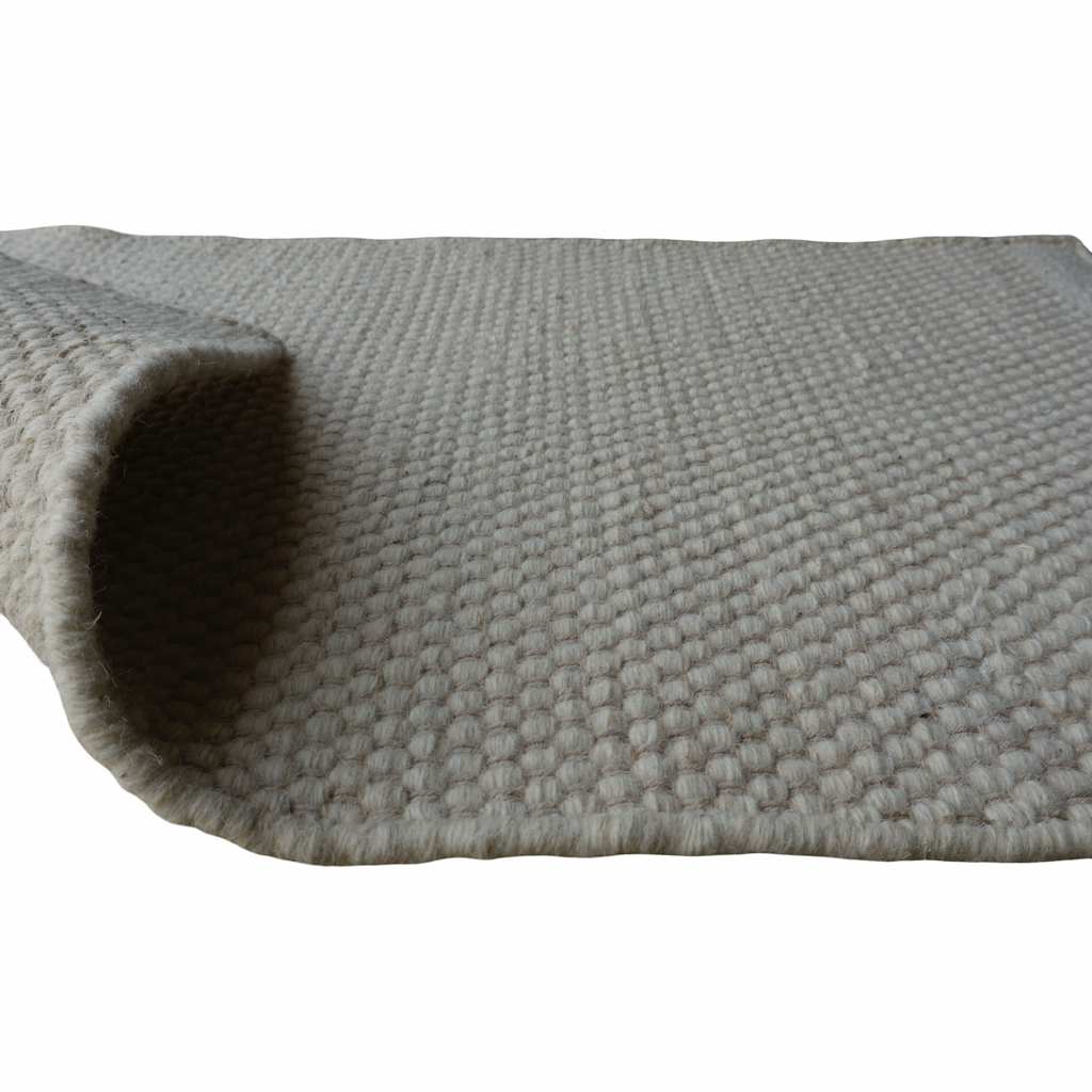 White Honeycomb Pattern Flat Weave Rug