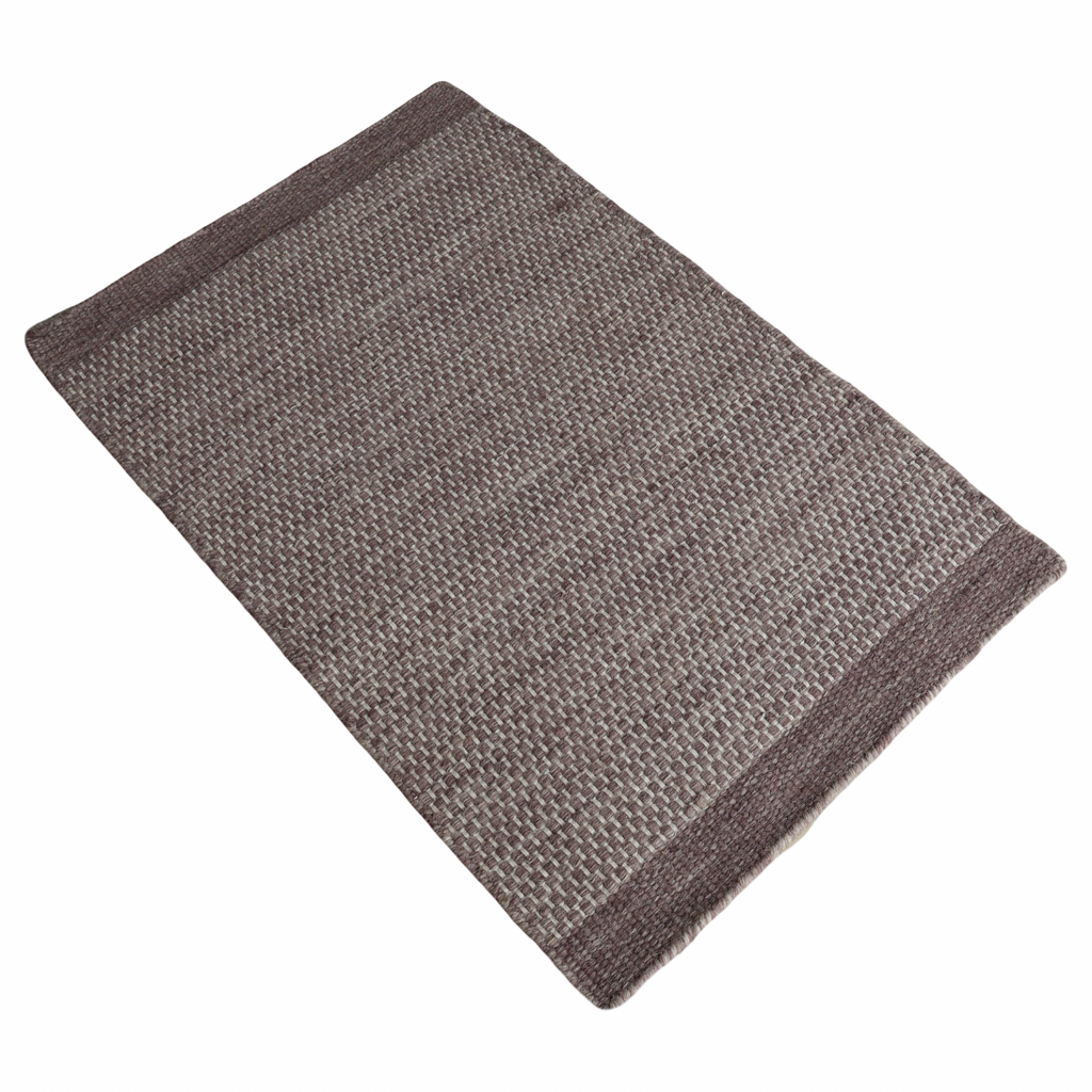 Brown Honeycomb Pattern Flat Weave Rug