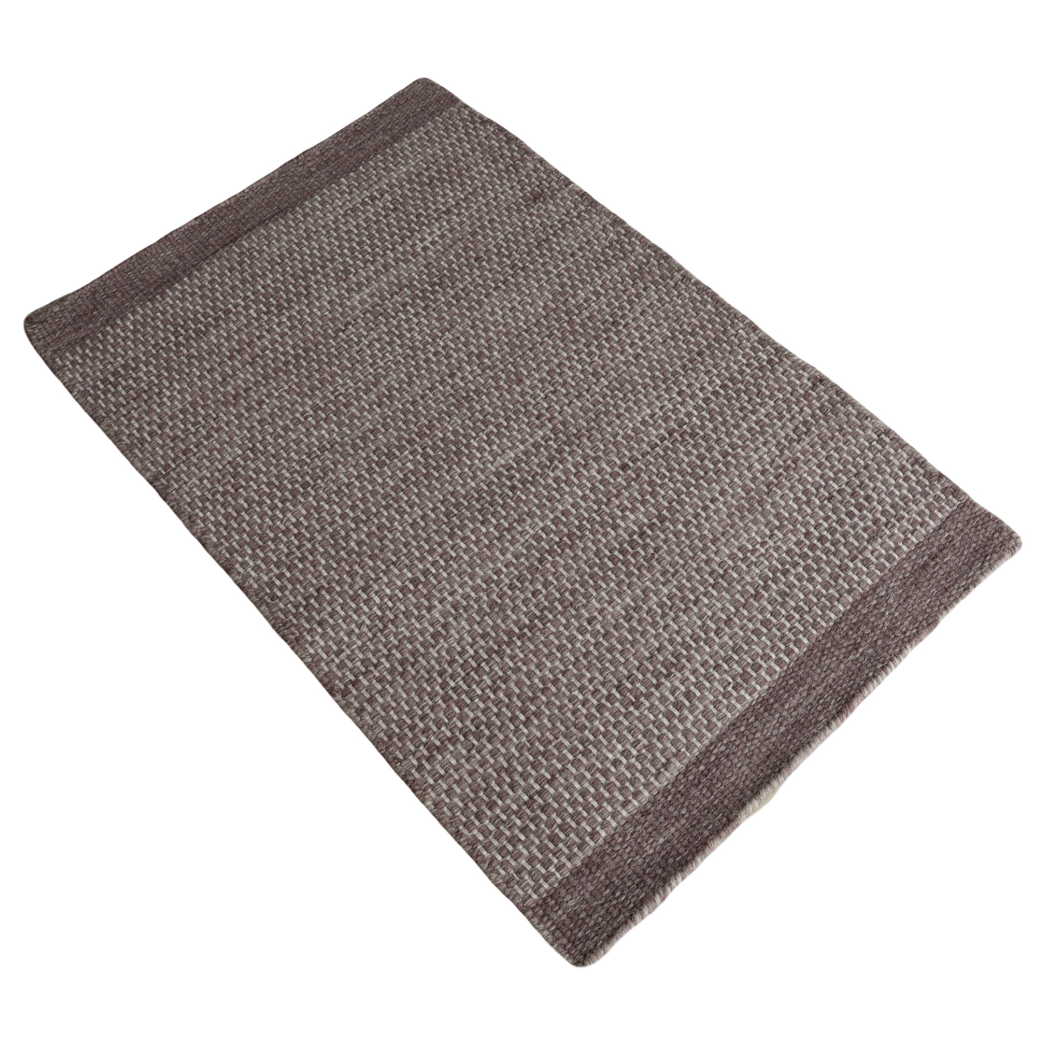 Brown Honeycomb Pattern Flat Weave Rug