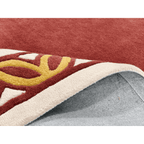 Red And Gold Greek Border Hand Tufted Rug