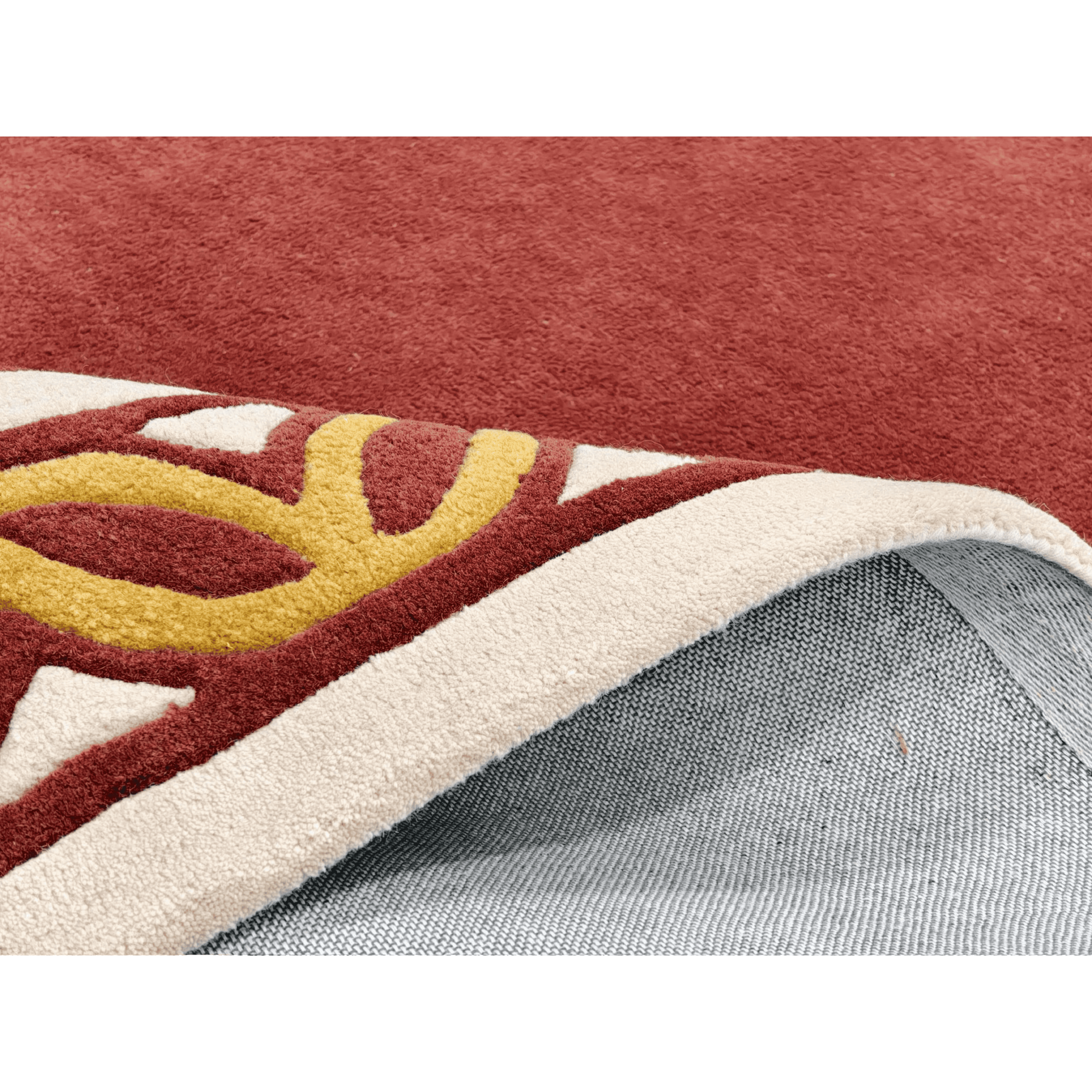 Red And Gold Greek Border Hand Tufted Rug