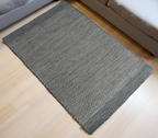 Grey Honeycomb Pattern Flat Weave Rug