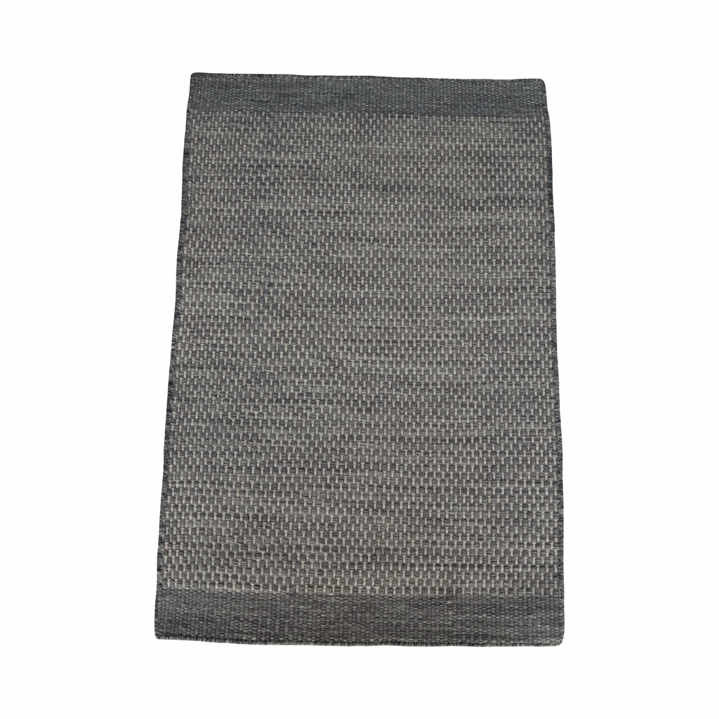 Grey Honeycomb Pattern Flat Weave Rug