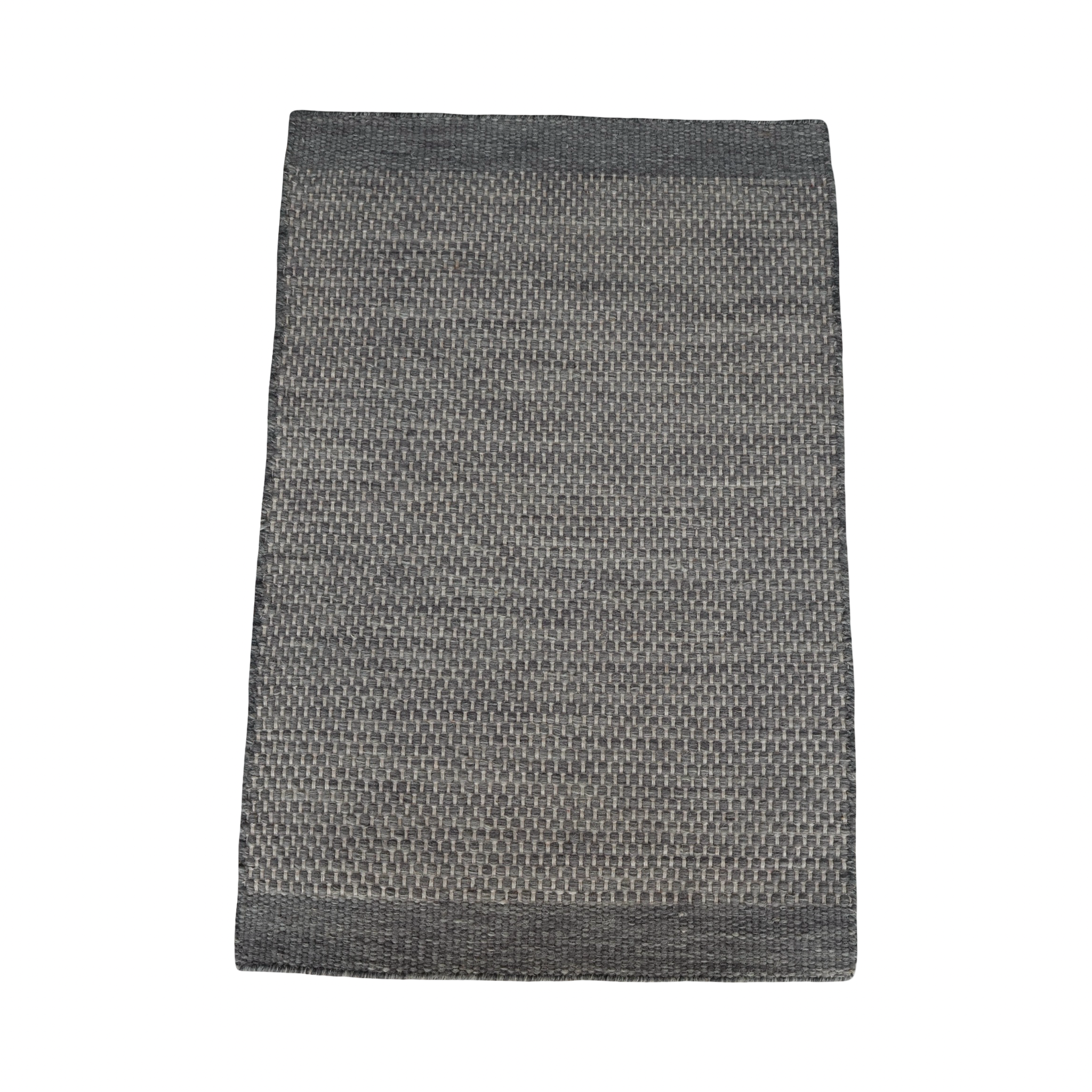 Grey Honeycomb Pattern Flat Weave Rug