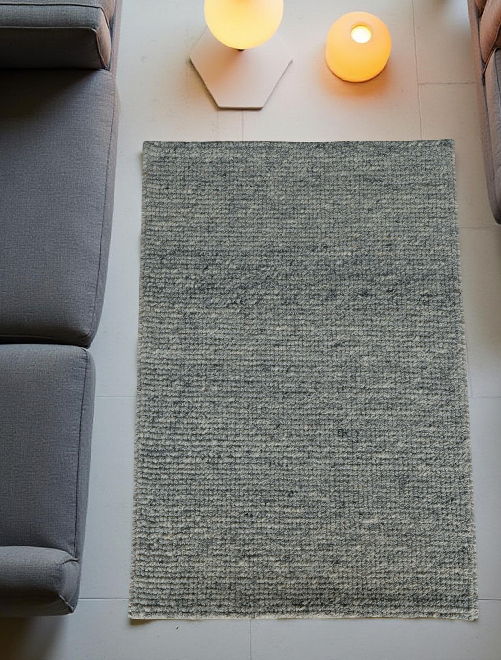 Grey Flat Weave Rug With Unique Texture On The Surface