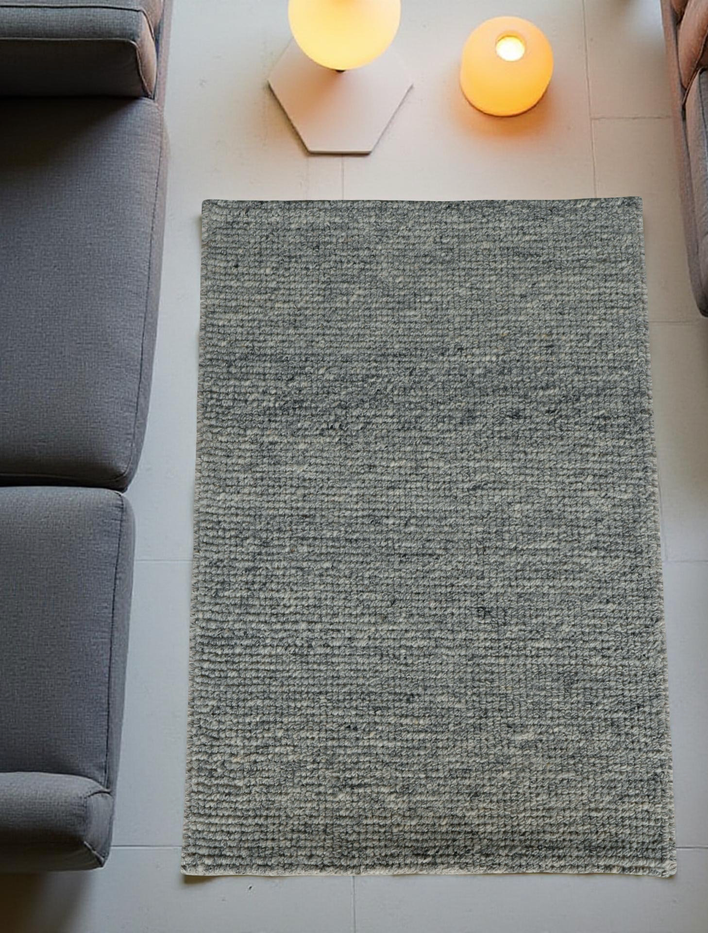 Grey Flat Weave Rug With Unique Texture On The Surface