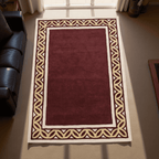 Red And Gold Greek Border Hand Tufted Rug