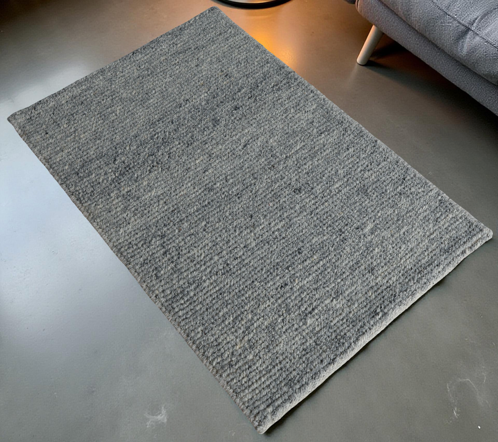 Grey Flat Weave Rug With Unique Texture On The Surface
