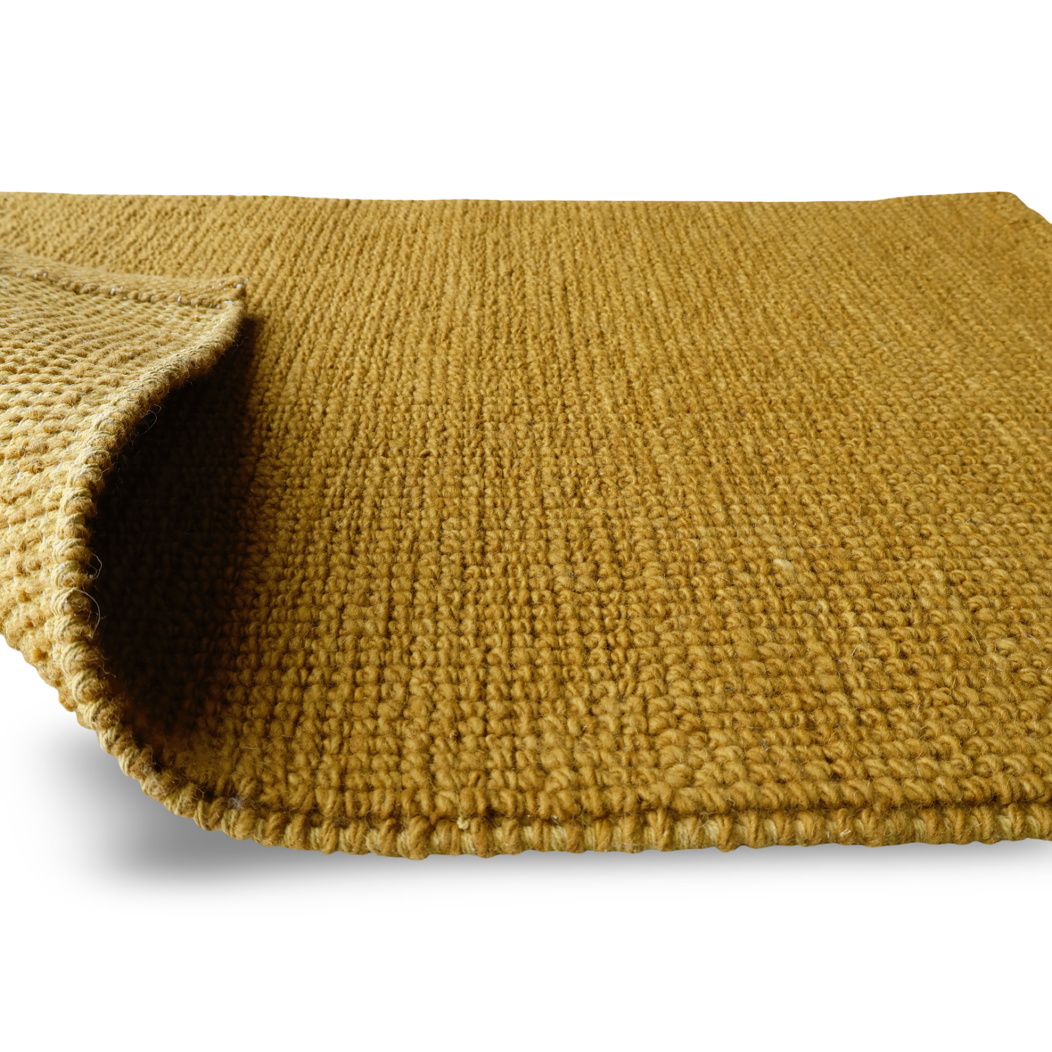 Gold Flat Weave Rug With Unique Texture On The Surface