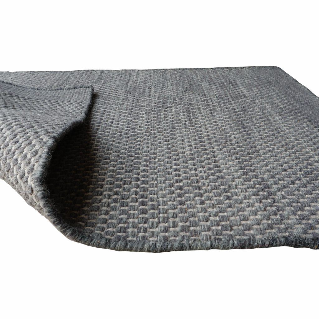 Grey Honeycomb Pattern Flat Weave Rug