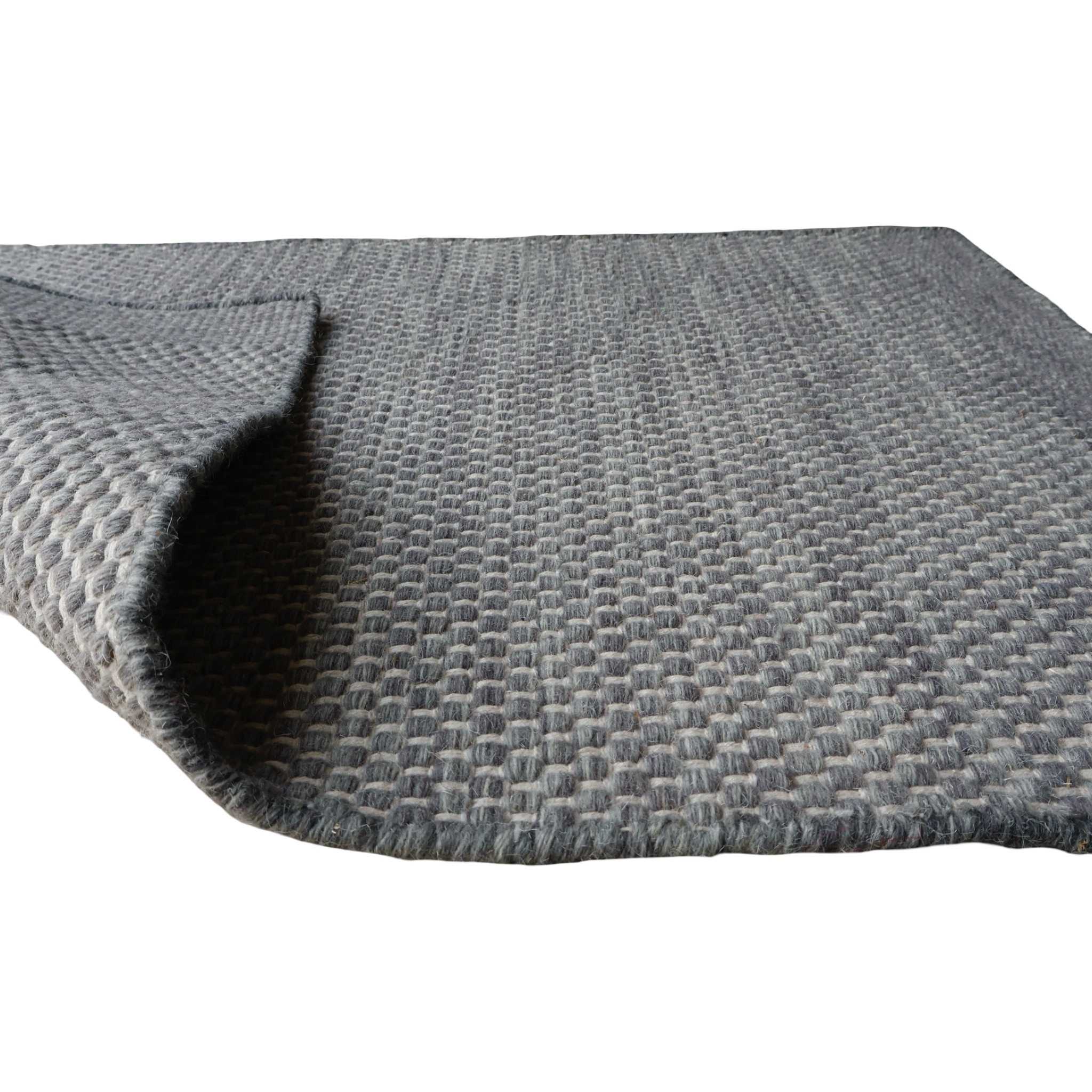 Grey Honeycomb Pattern Flat Weave Rug