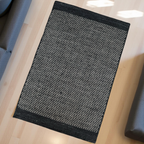 Charcoal Honeycomb Pattern Flat Weave Rug