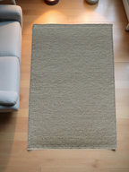 White Flat Weave Rug With Unique Texture On The Surface