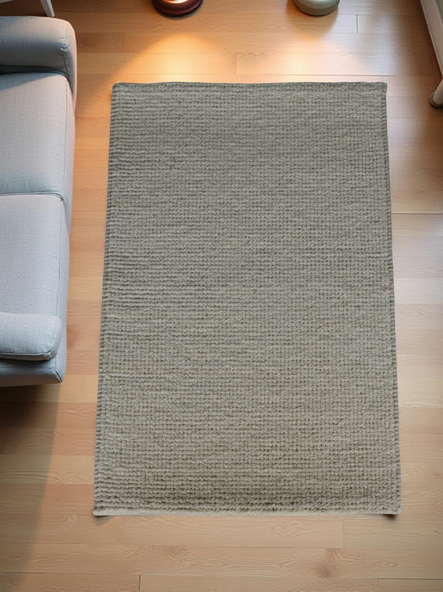 White Flat Weave Rug With Unique Texture On The Surface