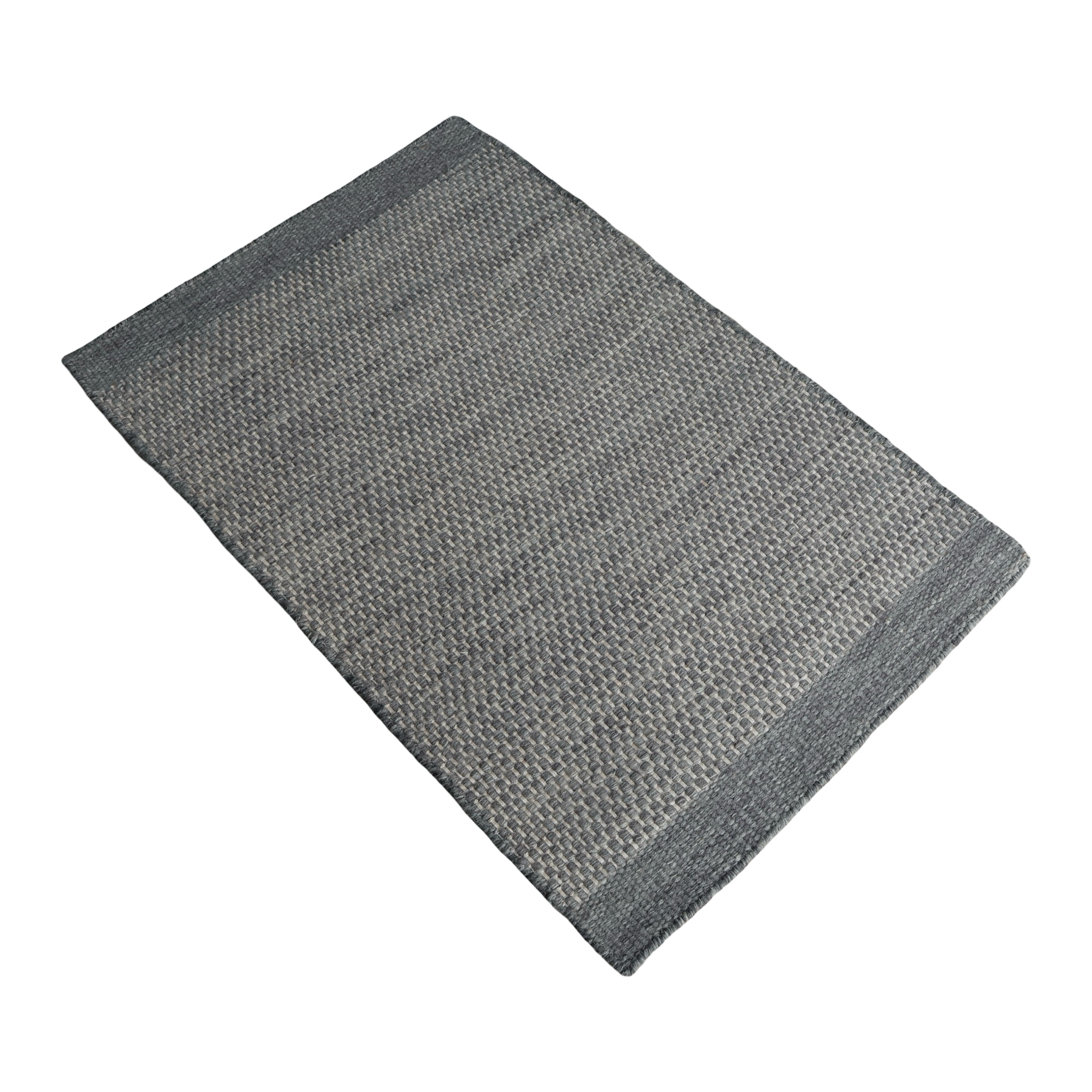 Grey Honeycomb Pattern Flat Weave Rug