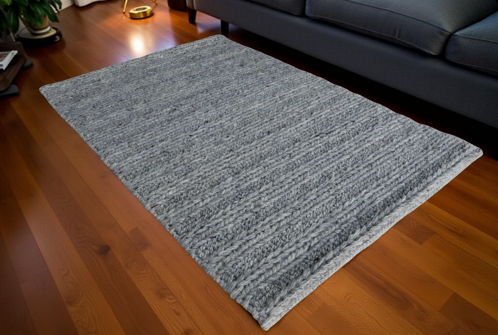 Grey With Chain Pattern Flat Weave Rug