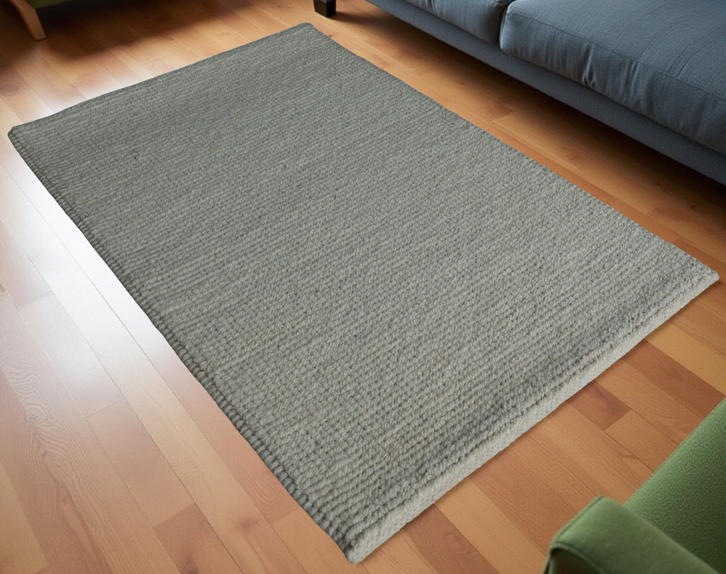 White Flat Weave Rug With Unique Texture On The Surface