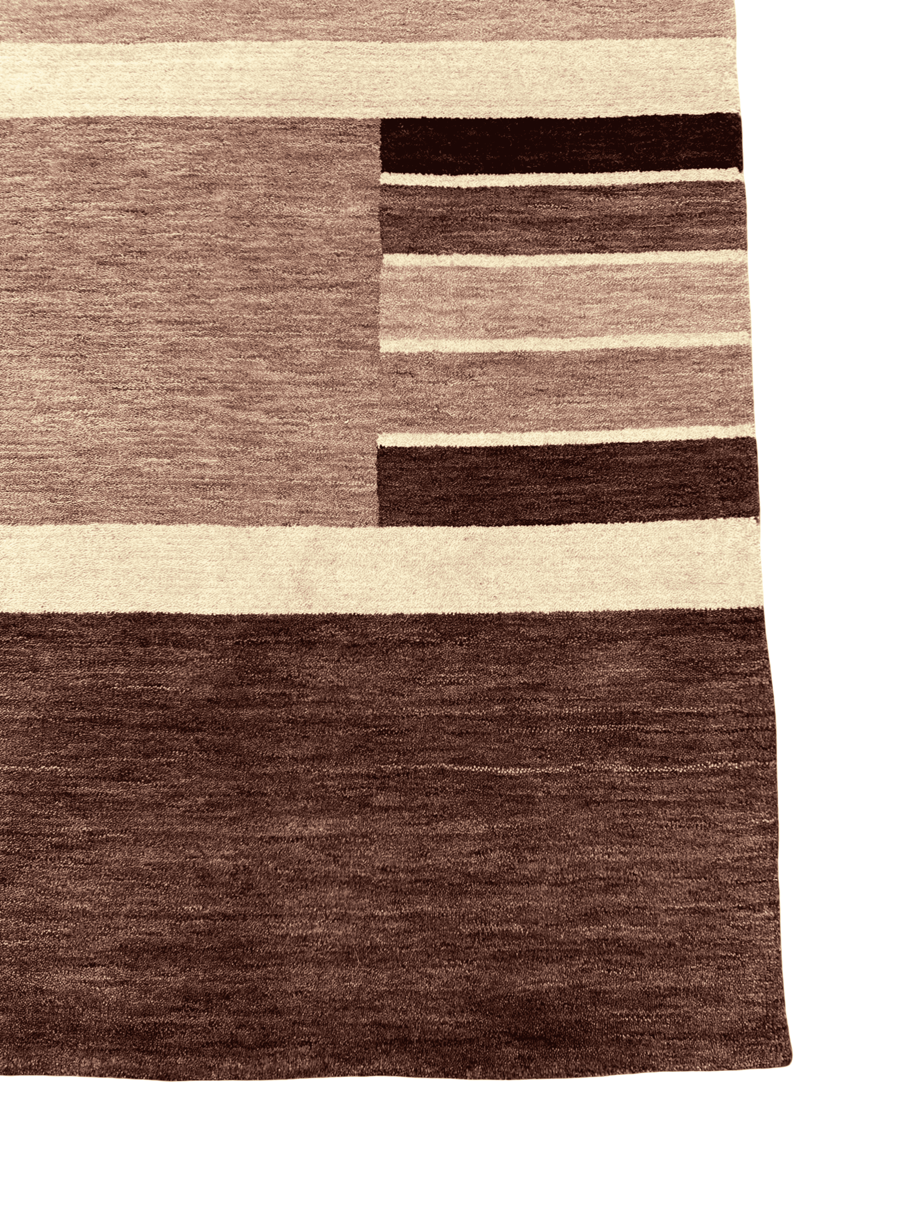 Beige and Brown Stripes Woollen Handloom Rug