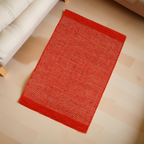 Red Orange Honeycomb Pattern Flat Weave Rug
